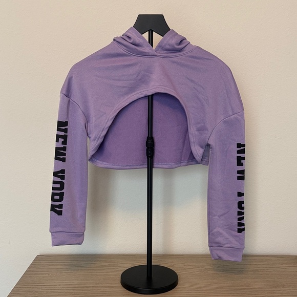 Other - Purple Cropped Hoodie with New York Print
